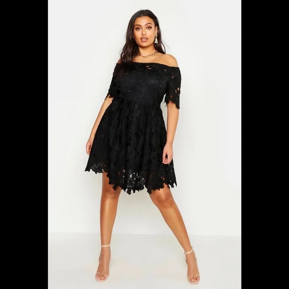 Boohoo | Dresses | Boohoo Off The Shoulder Lace Skater Dress | Poshmark Boohoo | Dresses | Boohoo Off The Shoulder Lace Skater Dress | Poshmark
